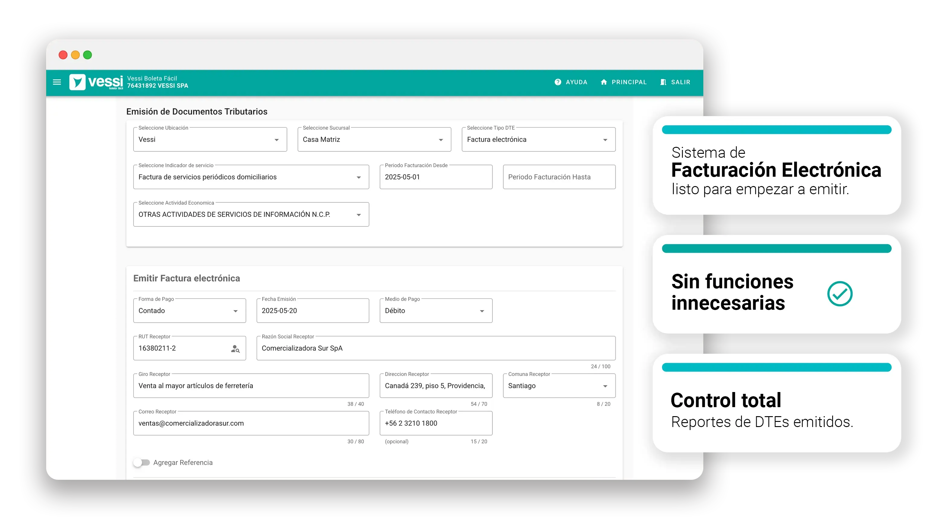 Sistema de Facturación Electrónica en Chile, automatizado con el SII.